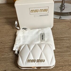 Miu Miu White Quilted compact mirror. NEW!!